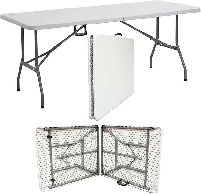 Denny Shop 4ft, 5ft & 6ft Camping Catering Heavy Duty Portable Folding Indoor Outdoor Party Table by Crystals® (6ft Trestle Table)