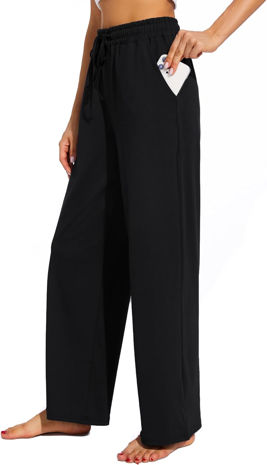 Women's Casual High Waist Comfy Lounge Pajamas Drawstring Loose Wide Leg Yoga Dance Workout Pants with 3 Pockets - Image 2