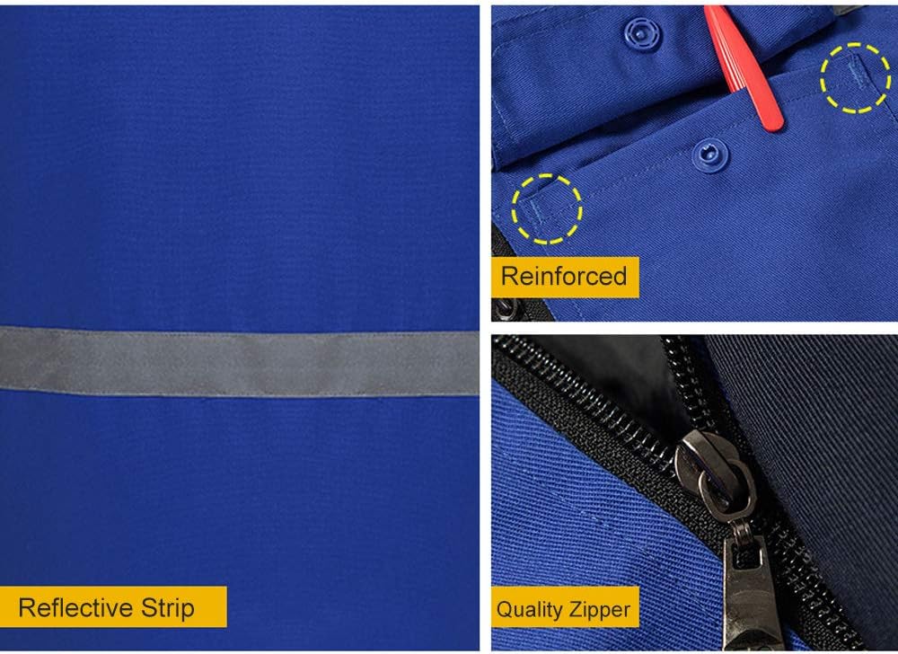 Security Work Jacket, 1pcs L/170 Red Winter Outdoor Work Coat Reflective Jacket Strips Visibility Workwear Safety Security Work Water-Resistant Jacket