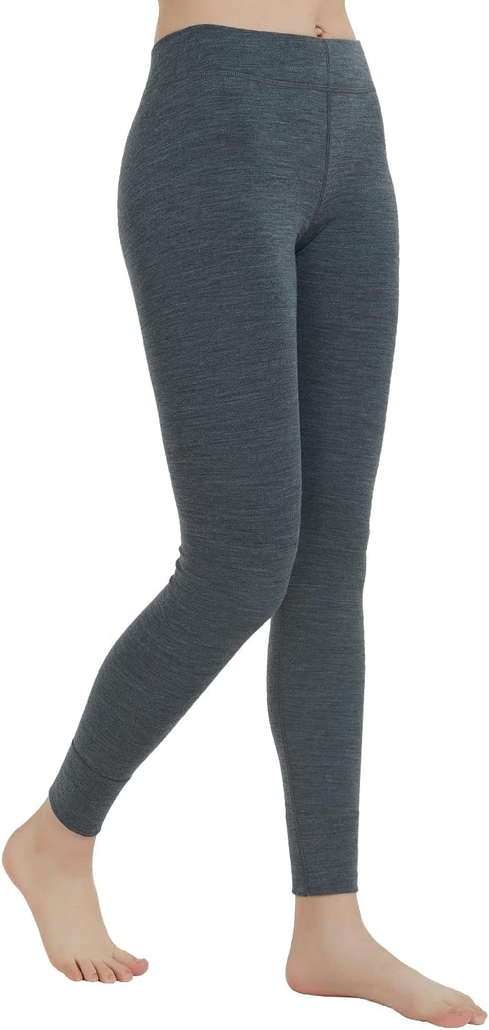 METARINO Women's Merino Wool Midweight Base Layer Pants Long Wool Leggings Thermal Underwear for Hiking,Skiing,Snowboarding,Dark Grey,X-Small