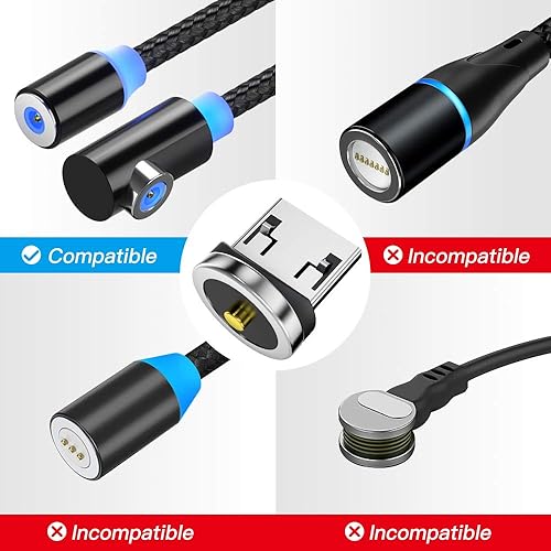 Miniatura 6 de Ankndo Adaptador de cable magnético para teléfono [paquete de 5] cabezales de punta de conector magnético giratorio de 360° enchufe magnético fuerte