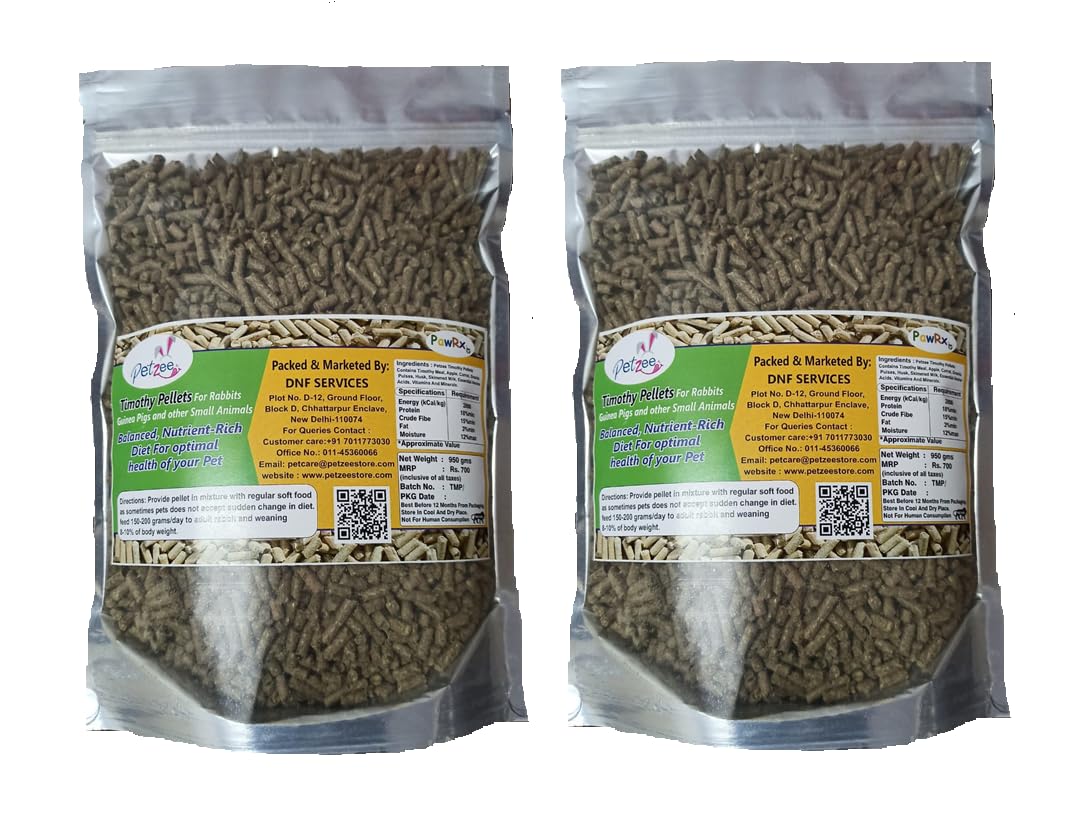 Petzee Timothy Pellets Premium Nutritious Diet Suitable for All Types Rabbit, Guinea Pig, Nutritionist Choice (950gm) (Pack of 2) (B0DCJWHDC6) Amazon Price History, Amazon Price Tracker