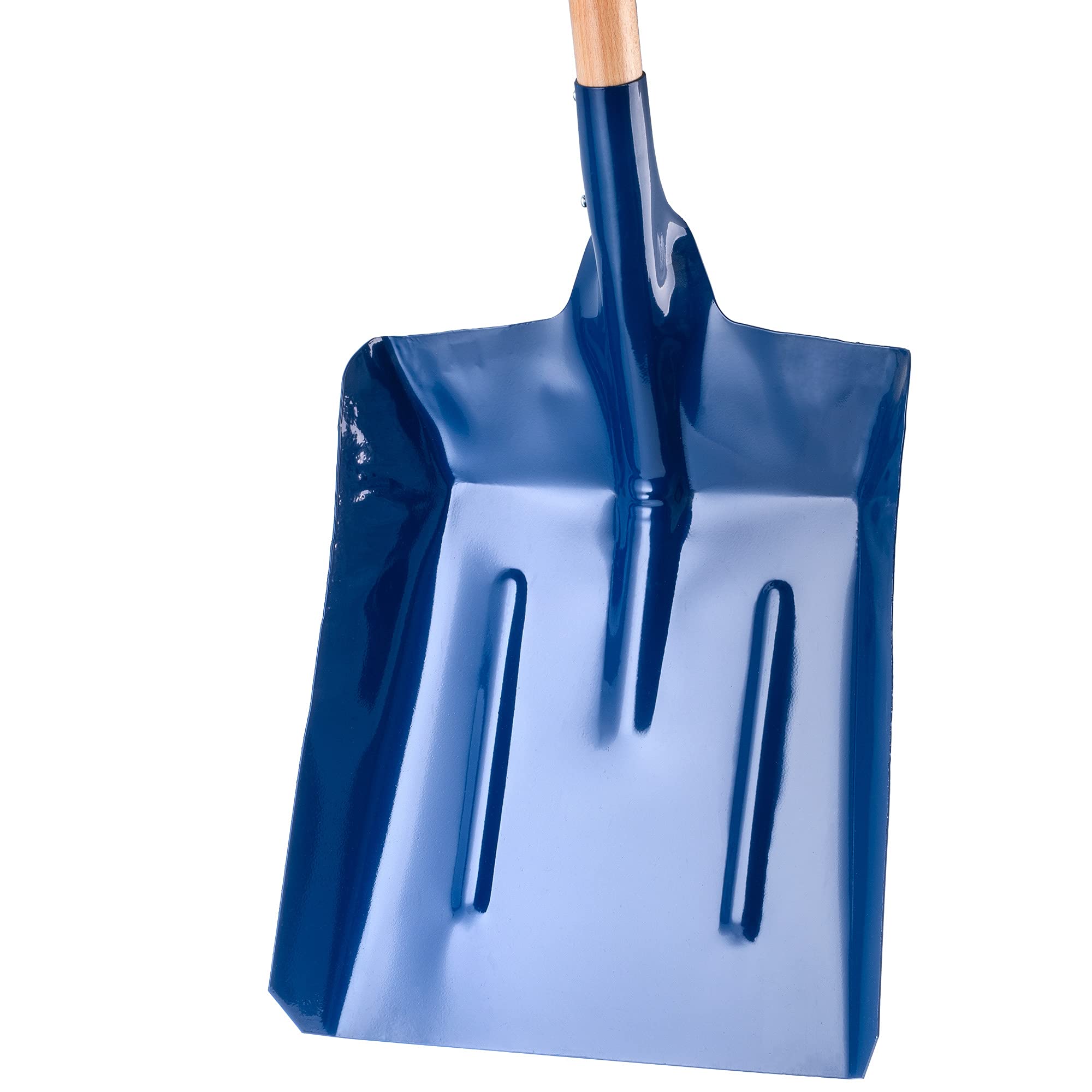 KADAX Kohlenschaufel aus Stahl, Schaufel mit langem Stiel aus Holz, Spaten mit D-Griff für Kieselsteine, Müll, Kohlenlöffel, Kehrschaufel (W: 36 cm, Blau)