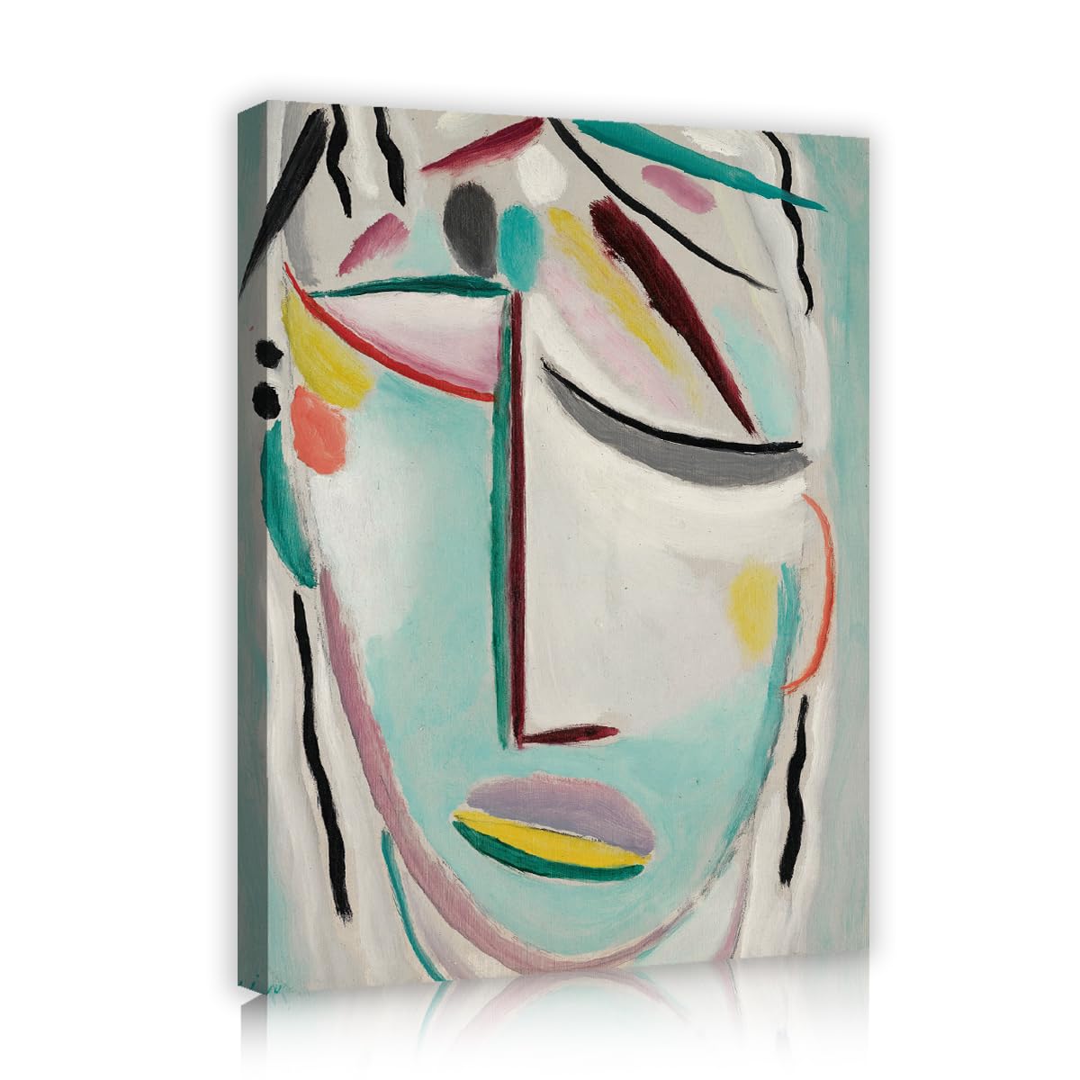 TOANGWALL Abstract Line Portrait Canvas Wall Art Lounge Alexej von Jawlensky Heilandsgesicht Painting Framed Picture for Bedroom Decor 85x100cm