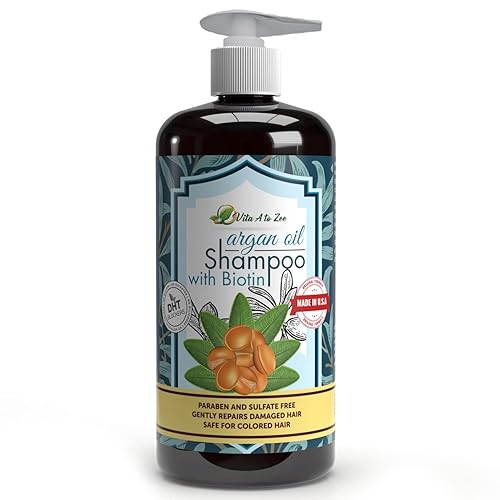 Champú marroquí de aceite de argán y biotina (16.9 onzas líquidas) | Fórmula de fuerza profesional | Reparación natural del cabello, tratamiento