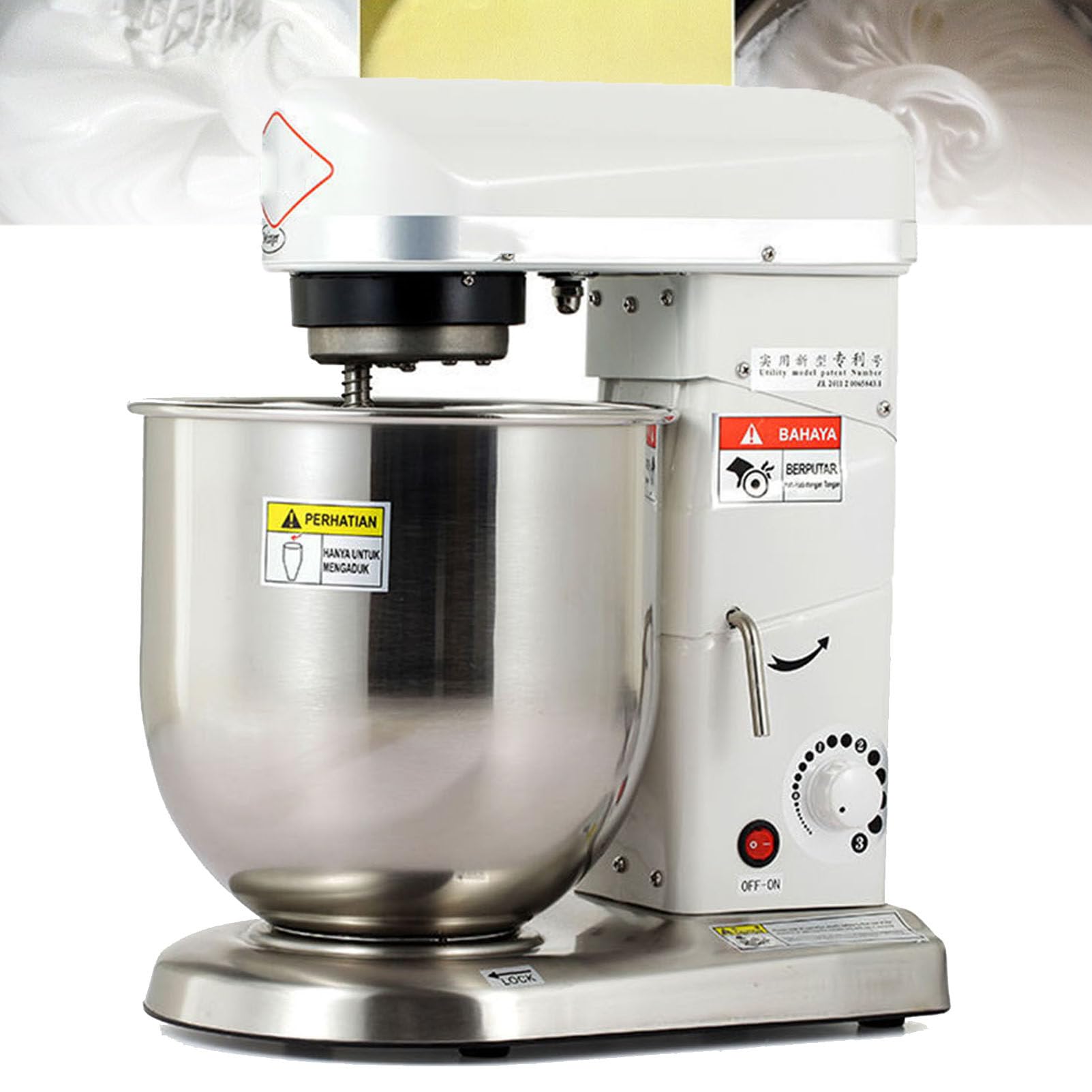 IYUESQ Commercial Food Mixer, 3 Speeds Food Stand Mixer, Kitchen Heavy Du Food Mixer Multi-Funct with Stainless Steel Bowl, Whisk, Dough Beater Stand for Bakery Pizzeria Restaurant,StainlessSteel
