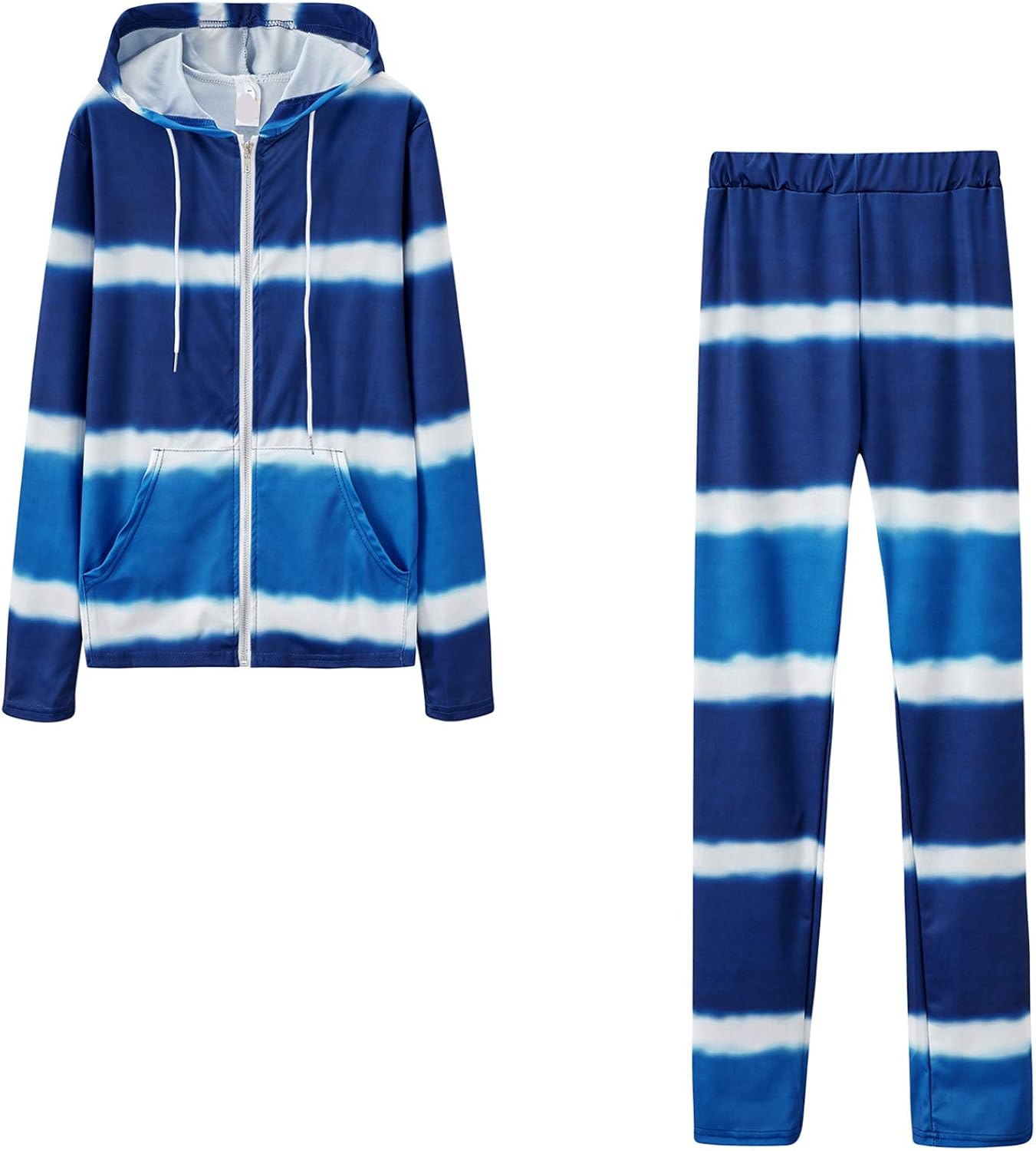ABABC Women Tie Dye Tracksuit Set Y2K Zip Up Hoodie with