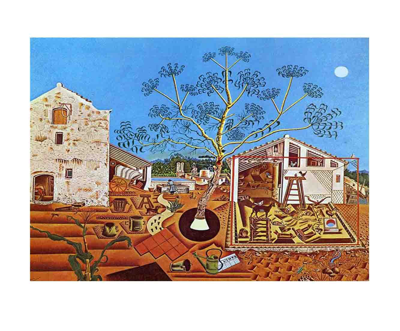 J・ミロ、ロバのいる野菜畑、希少画集より、新品額・額装付 Amazon｜ジョアン・ミロ《農園》 ホーム装飾絵画インテリア家居