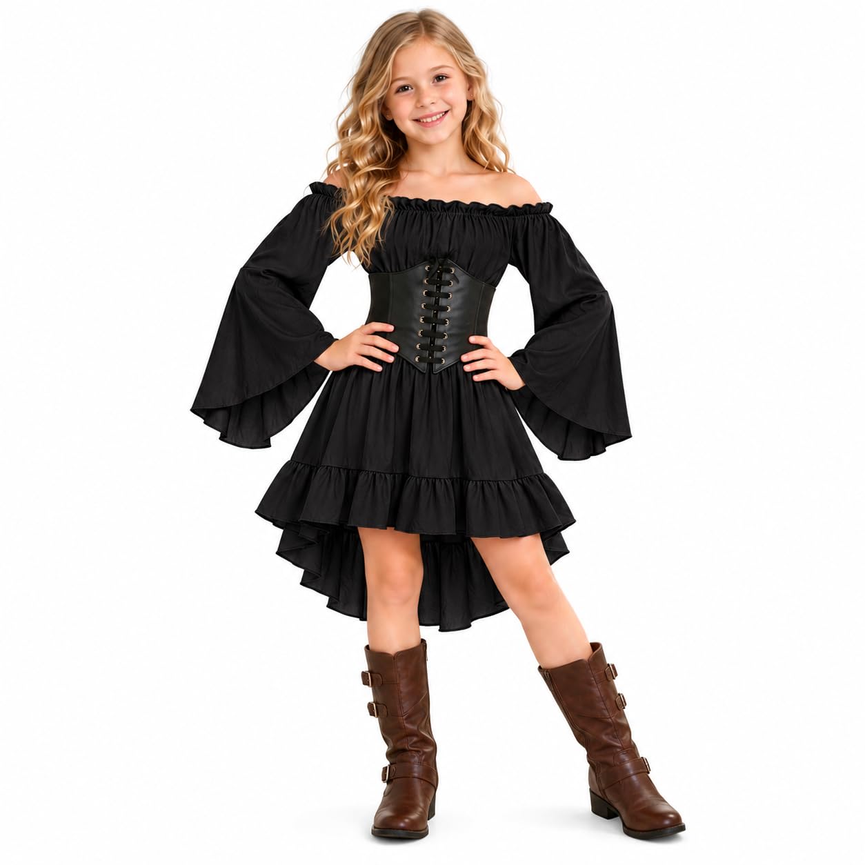 Girls Pirate Costume, Pirate Costume Kids with Pirat Dress and Corset Belt,Halloween Costumes Create Complete Pirat Princess Dress for Child, Perfect Birthdays, Carnivalsand Themed Parties — image 1