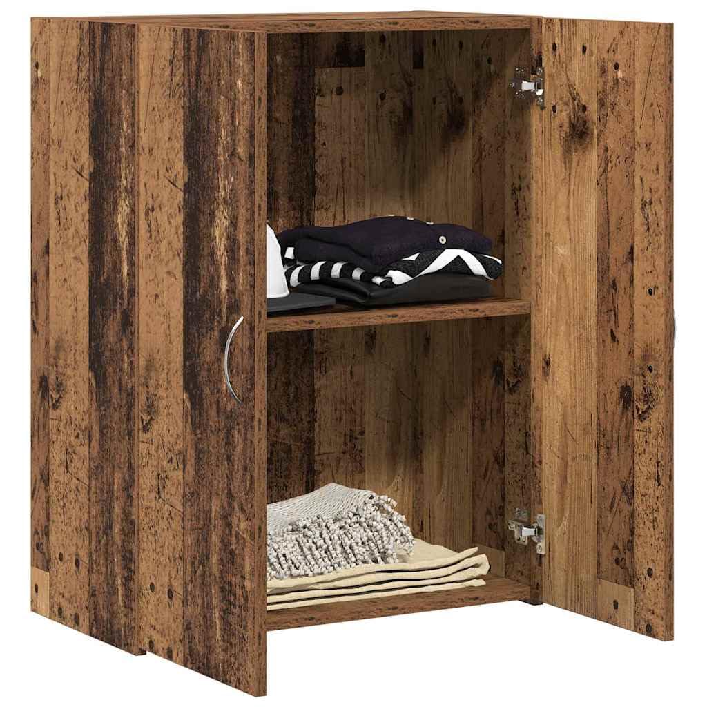 Homogen Büroschrank mit Regal Schwarz Eichen-Optik aus Holzwerkstoff 70 x 32 x 77,5 cm mit 2 Scharniertüren und Bogen-Griffen für effiziente Büroorganisation und langlebige Aufbewahrung