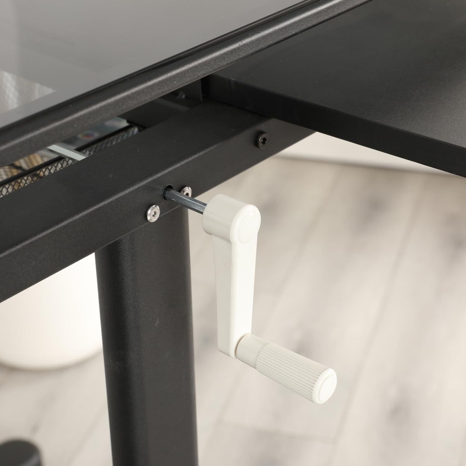 Hand Crank Adjustable Drafting Table with 2 Metal Drawers and Stool