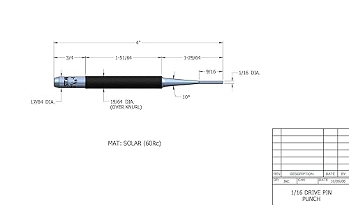 Miniatura 10 de Starrett Punzón de pasador con agarre moleteado para conducir pasadores dentro o fuera de una pieza de trabajo, acero endurecido y templado, 4