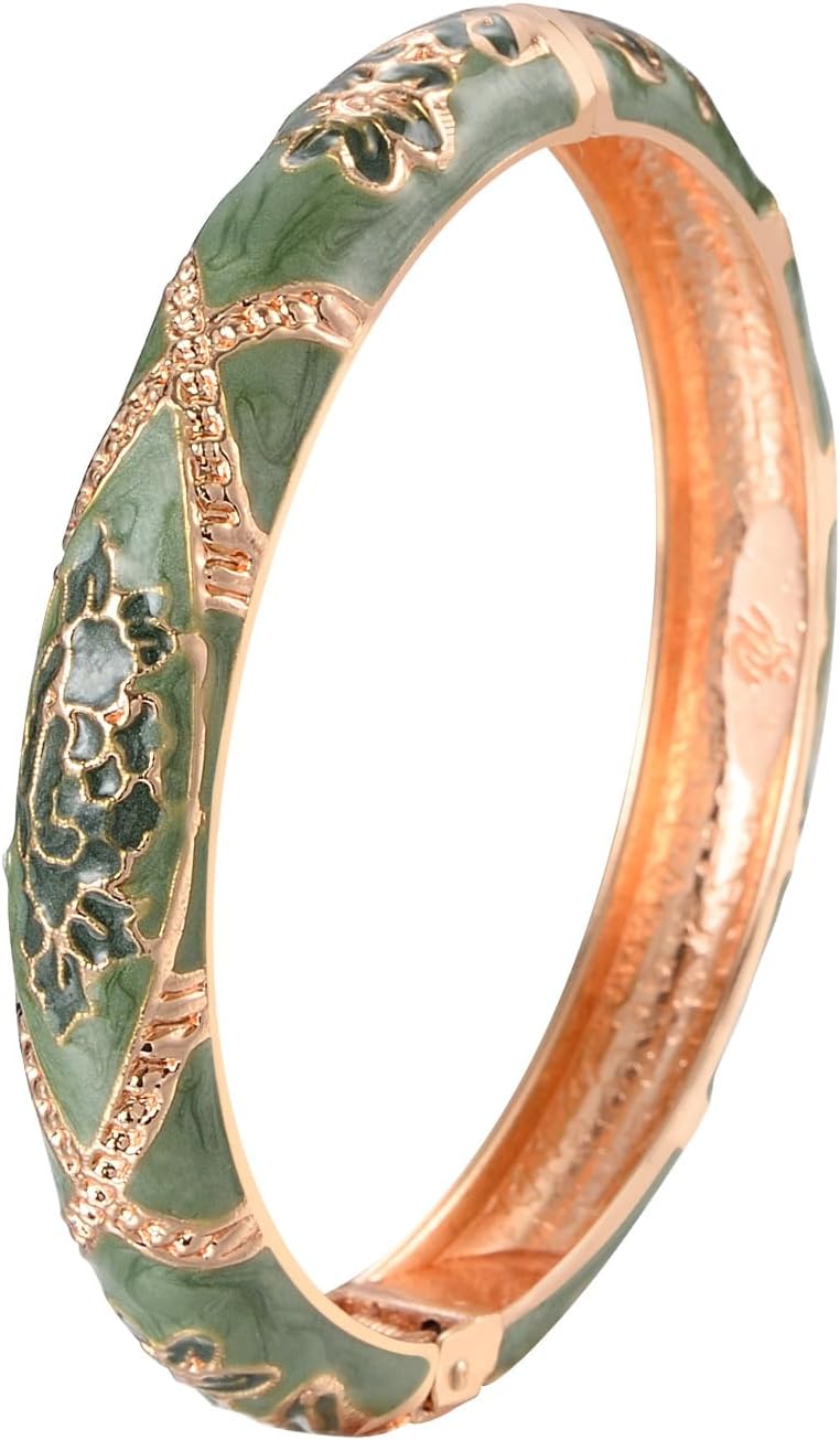 UJOY Bangles 5 Pcs Enamel Jewelry Set Rose Flower Engraved Cloisonne Bracelets Pack in a Box 5PCS - Image 7