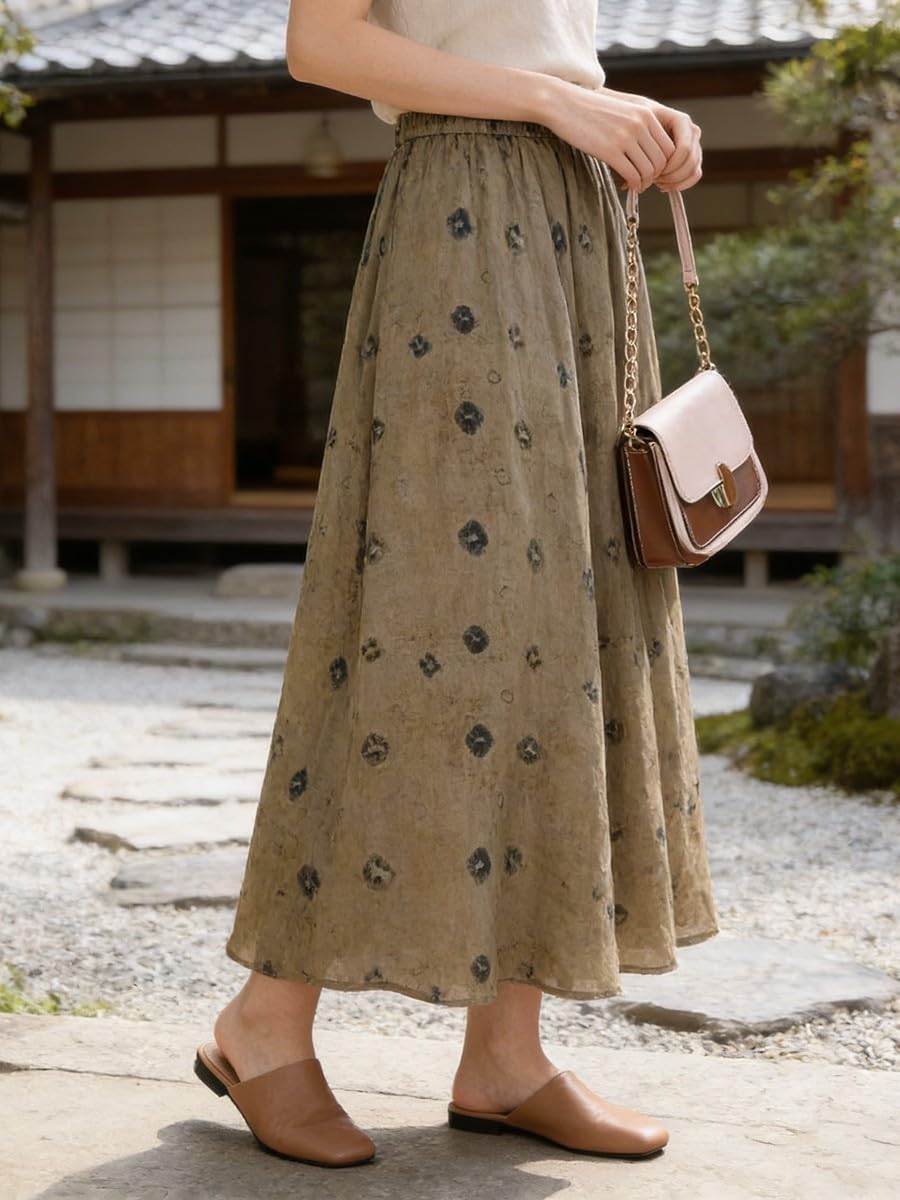 Zilimontt Gonna A-Line Donna Stampata Floreale Tasca