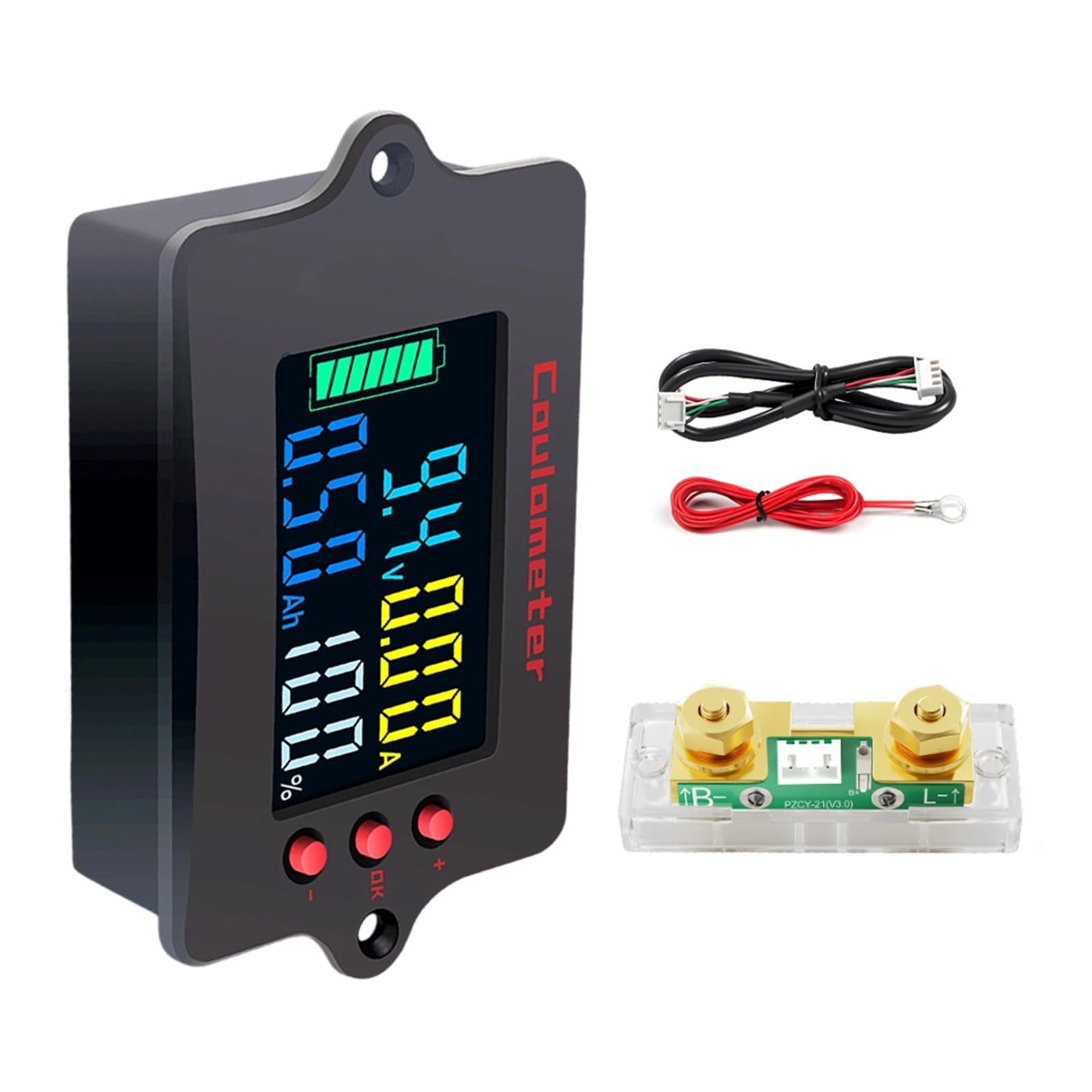 Hsioluted Multifunctional Digital Coulomb Counter High Accuracy Display For Electrical Tasks 8-120V Precisions Coulometer Professional Coulomb Meter With Bright Screen Ideal For Electricians