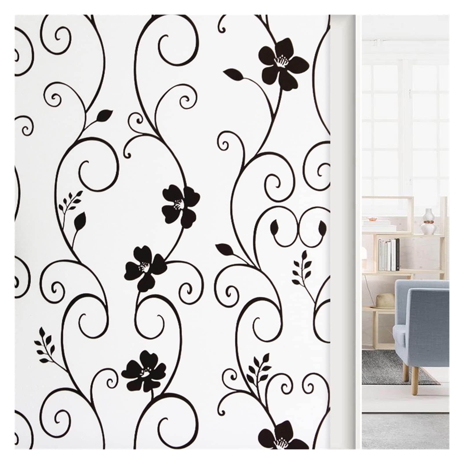 Privacy Film For Glass Windows,Stained Decorative Static Self Adhesive Sticker(Grey,90x200cm)