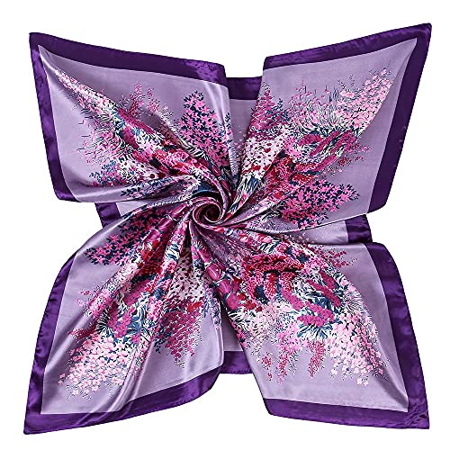 YOUR SMILE Polyester Scarf Women’s Fashion Pattern Large Square Satin Headscarf 35''x35''2