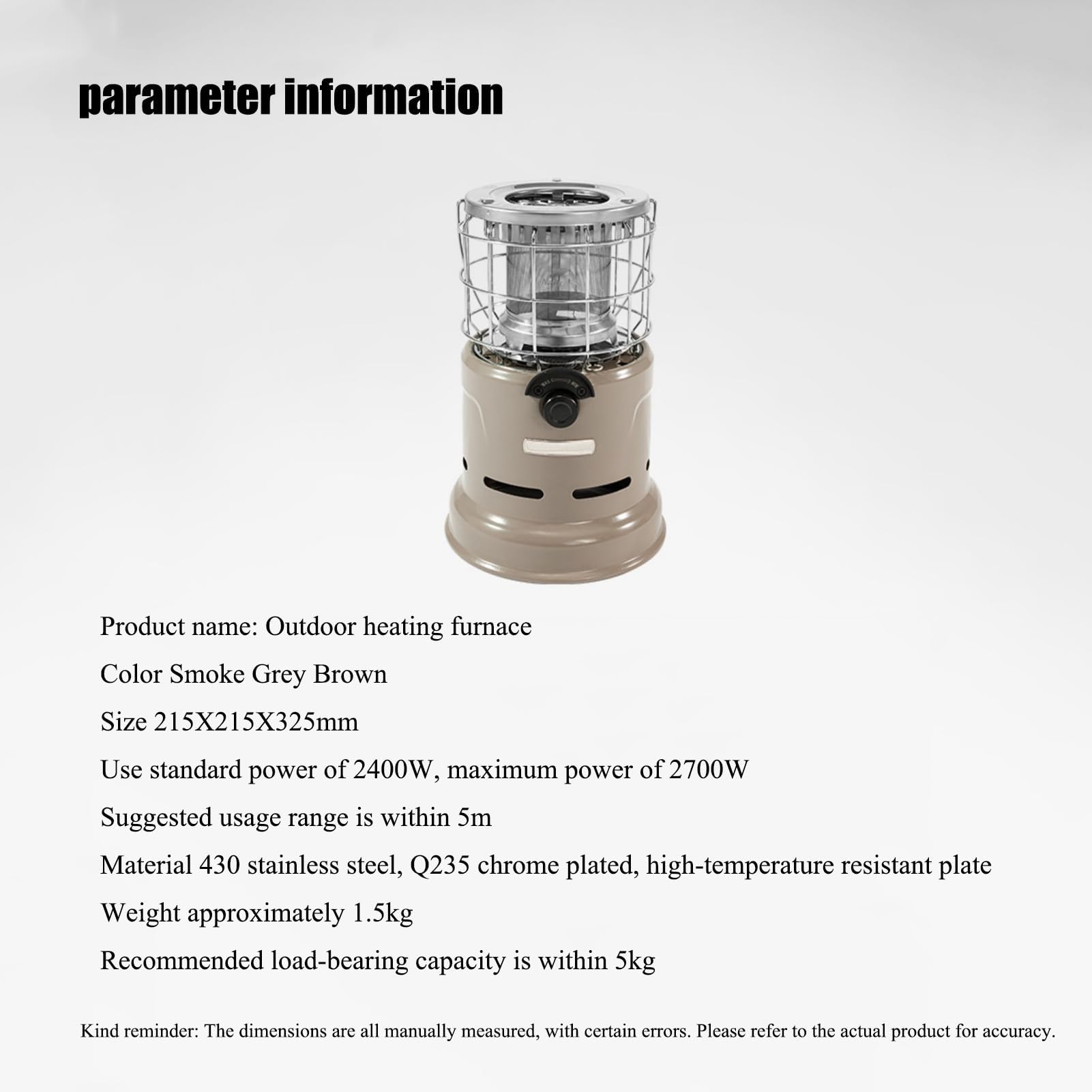 Tragbarer Kerosinofen, 8900 BTU, bis zu 18 Stunden Brenndauer, ideal für den Innen- und Außenbereich, Camping, Angeln, langlebiges Edelstahl-Design