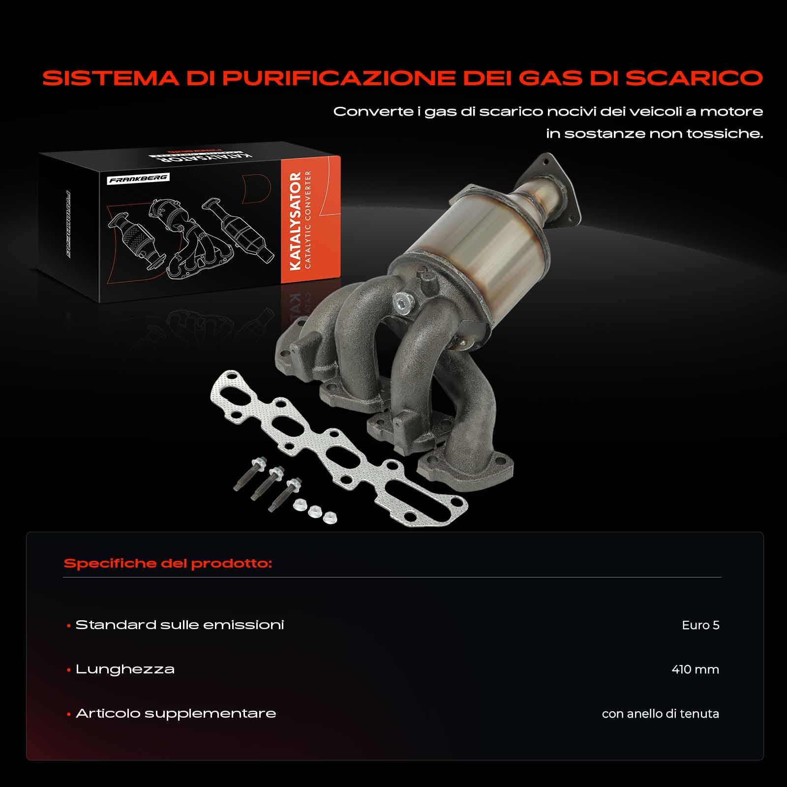 Frankberg Convertitore Catalitico Benzina Compatibile con Adam M13 1.4L Adam M13 1.2L Corsa D S07 1.4L Corsa E X15 1.4L Astra J P10 1.4L Replace# 28760