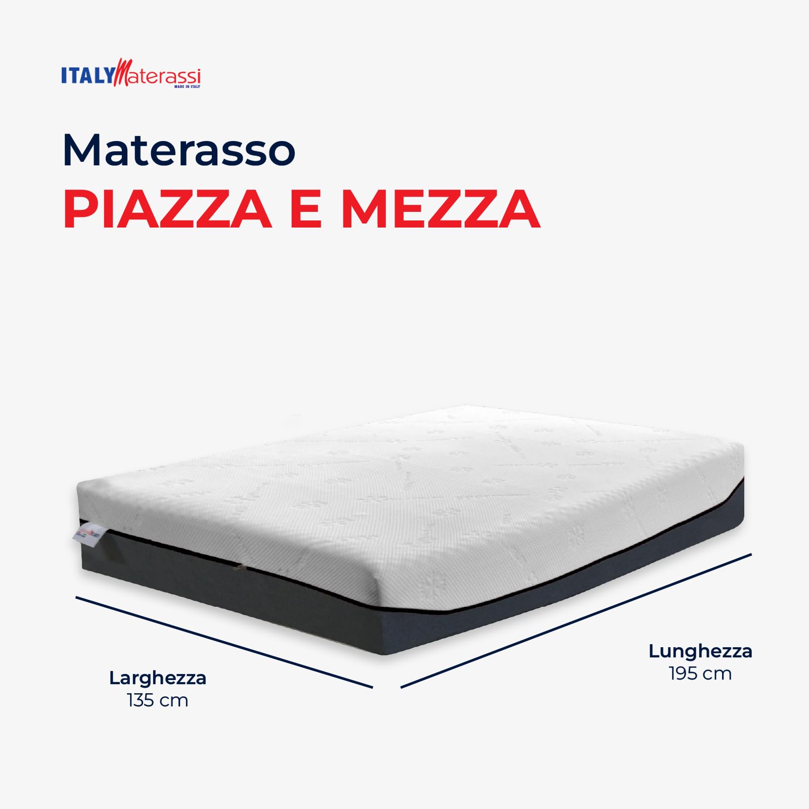 Materac 800 ze sprężynami kieszeniowymi, Memory 7 stref masażu bugnat. Materac DETRAIBALNY Włoski Urządzenie medyczne z poduszką z pamięcią w PROMOCJI – TEK H24 c.a 135x195 cm