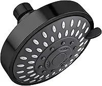 Chuveiro de alta pressão - Chuveiro de chuva fixo para banheiro ajustável com junta esférica de latão giratória, bocais autolimpantes (5 modos, 10 cm preto)