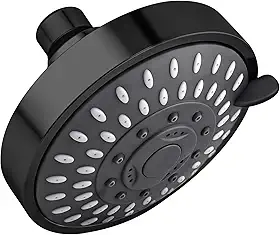 Chuveiro de alta pressão - Chuveiro de chuva fixo para banheiro ajustável com junta esférica de latão giratória, bocais autolimpantes (5 modos, 10 cm preto)