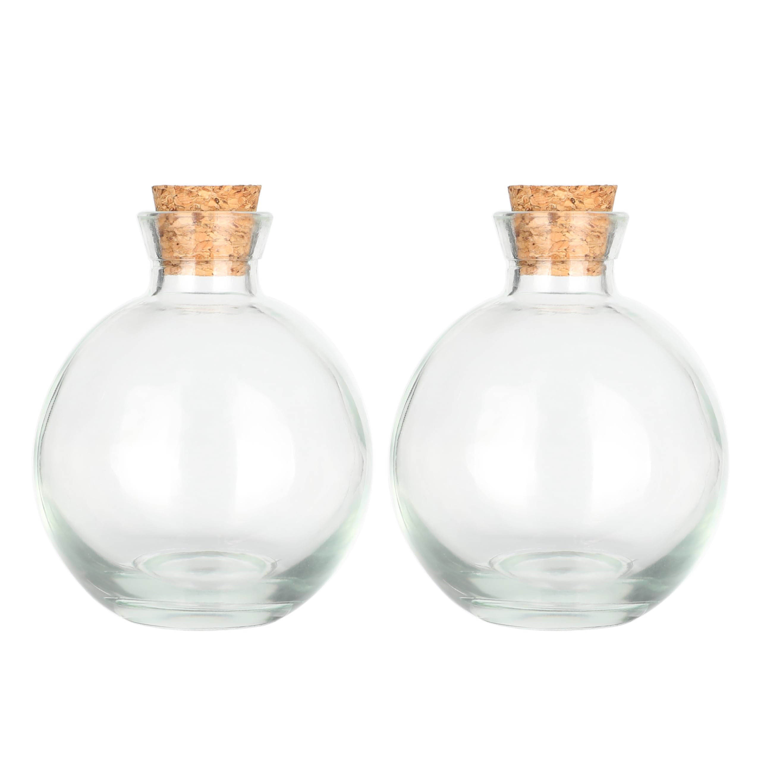Magic Season Transparent Decorative Glass Bottles With Cork Stopper (5 Fl Oz. Potion Bottles / 2 Pcs)