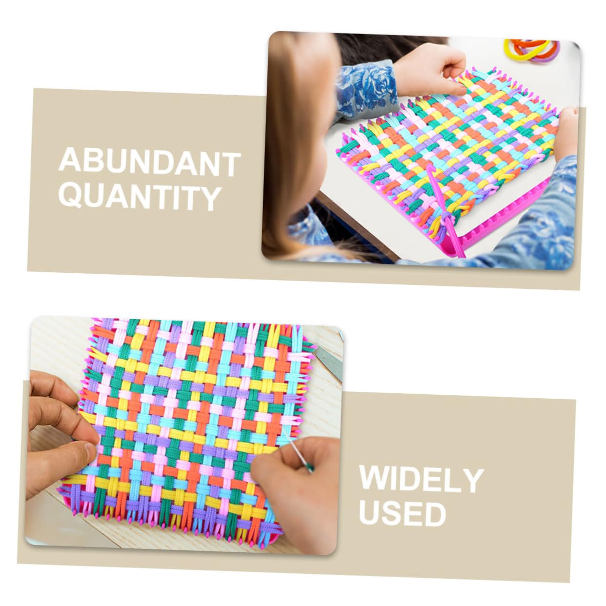 VICASKY Juego de 4 juegos de cuerda trenzada elástica, juego de manualidades para hacer joyas, juguetes para niños, telares, trabillas para ollas, kit de telar para acrílico, 96 unidades x 4