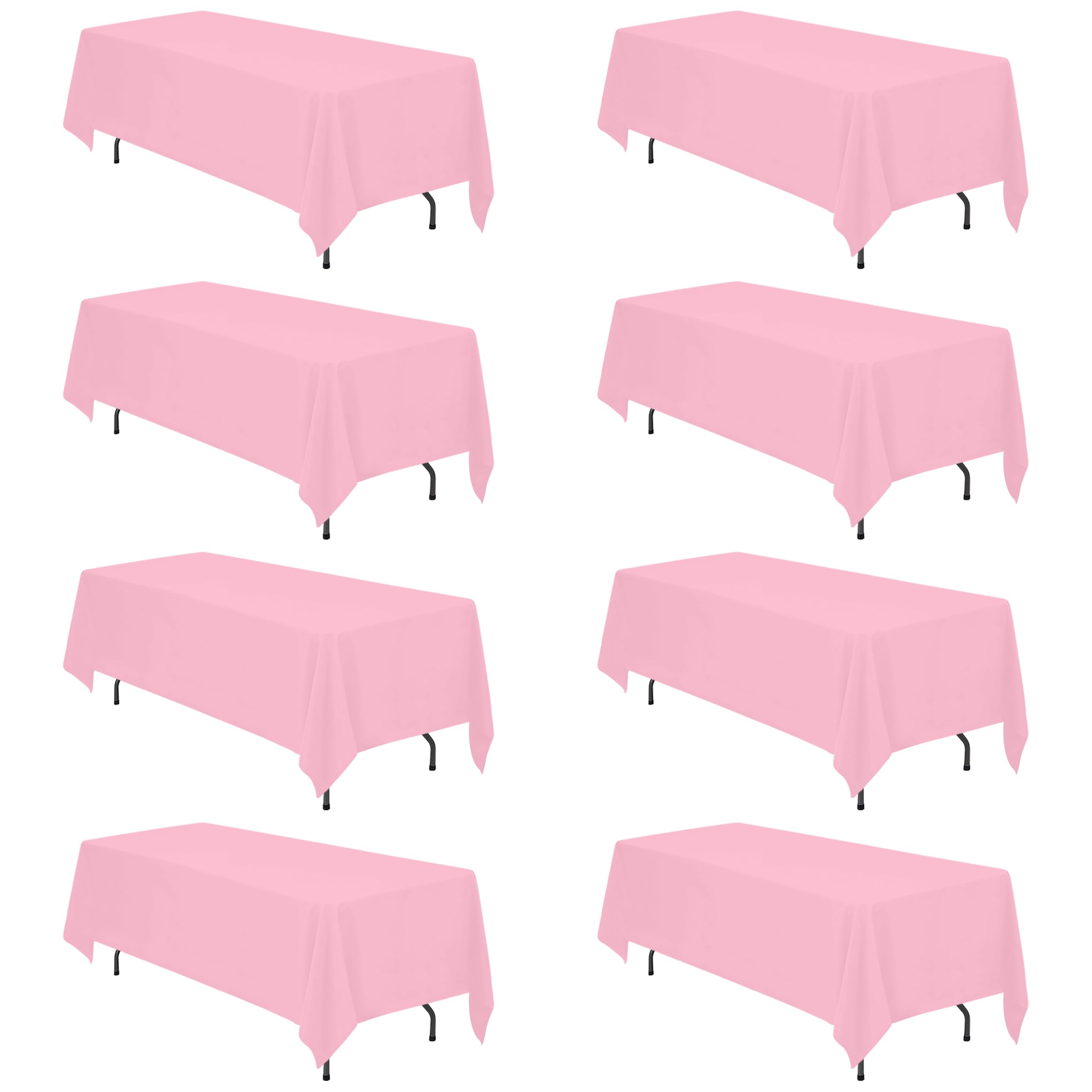 BRILLMAX 8 Pack Pink Tablecloths 70x120 Inch for 6-8ft Rectangle Tables