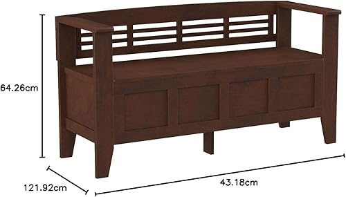 Miniatura 17 de Simpli Home Adams Banco para entrada con espacio de almacenamiento, Marrón (Rustic Brown) Castaño medio rústico,café envejecido natural rústico.