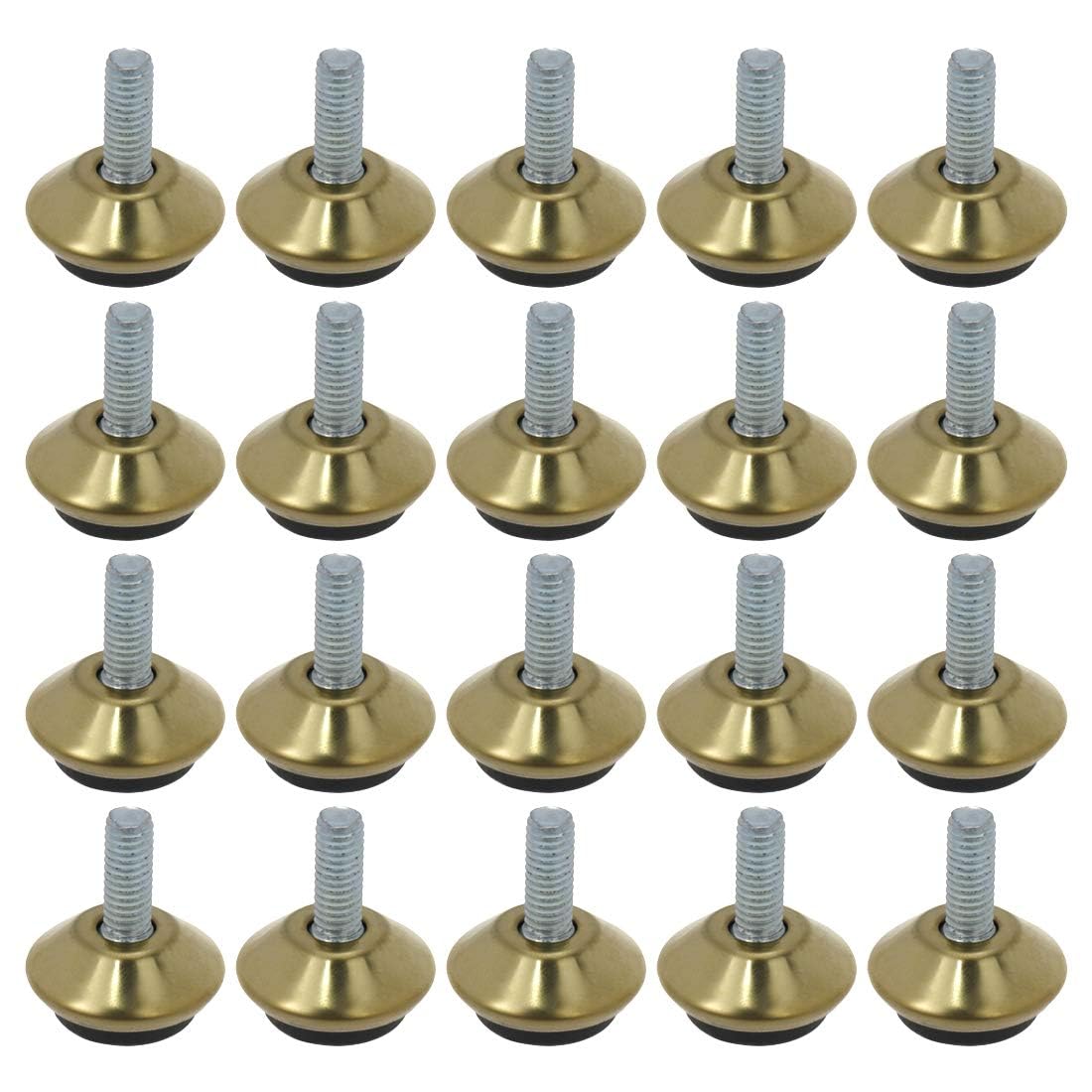 Farboat 20Pcs M6 Swivel Furniture Leg Levelers 1"""""""" Height Feet Glide Adjustable Leveling For Tables Chairs Cabinets Riser (Gold) 779296389907