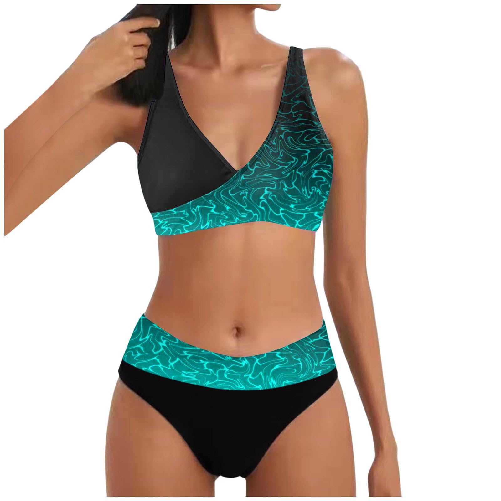 Generic Traje De BañO Cuello Halter Parte Superior De Bikini Trajes De BañO Estilo Pin Up Traje De BañO para Mujer Sexy Tankini Dos Piezas Parte Abajo Bikini Negra Mujeres Planas En Bikini Bikinis De Moda