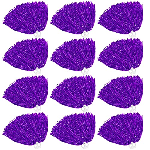 Rbenxia 12 Pieces Cheerleading Pom Poms Cheerleader Squad Spirited Fun Pompoms Metallic Foil Pompoms for Sports Team Cheering, Party and Dance (Purple) Rbenxia 12 Pieces Cheerleading Pom Poms Cheerleader Squad Spirited Fun Pompoms Metallic Foil Pompoms for Sports Team Cheering, Party and Dance (Purple)