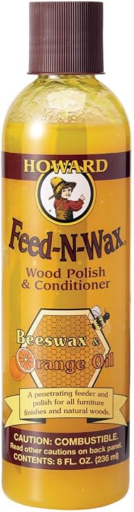 Howard Products BBB012 Cutting Board Oil, 12 oz & Feed-N-Wax Wood Polish, 8 oz