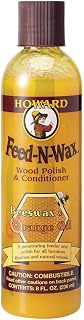 Howard Products Feed-N-Wax Wood Polish & Conditioner, 8 oz, Orange