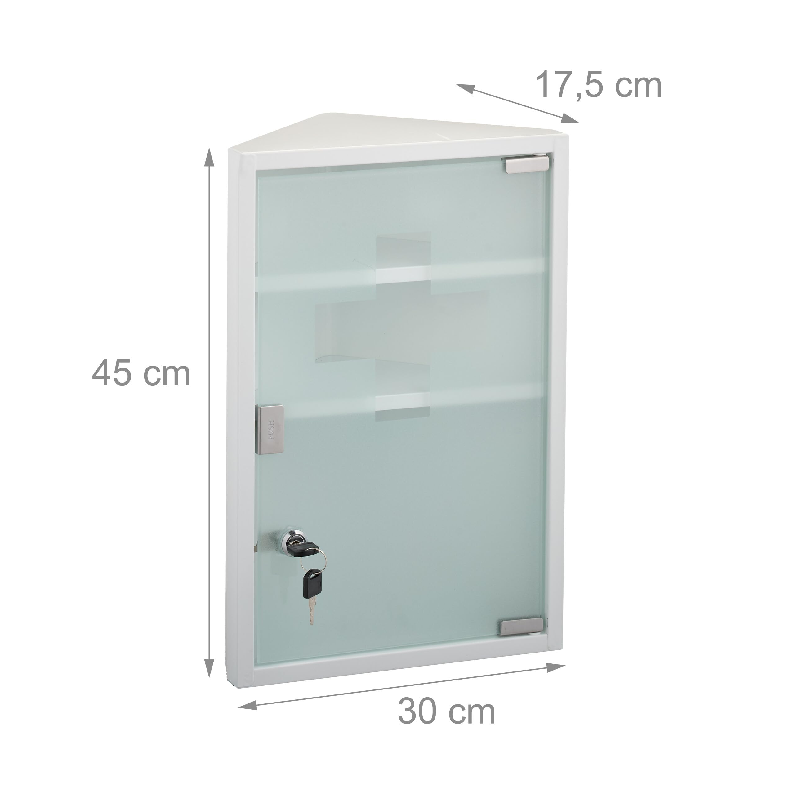 Relaxdays Armoire à Pharmacie, 3 Compartiments spacieux, mélange de matériaux, H x L x P : 45 x 30 x 17,5 cm, Blanche