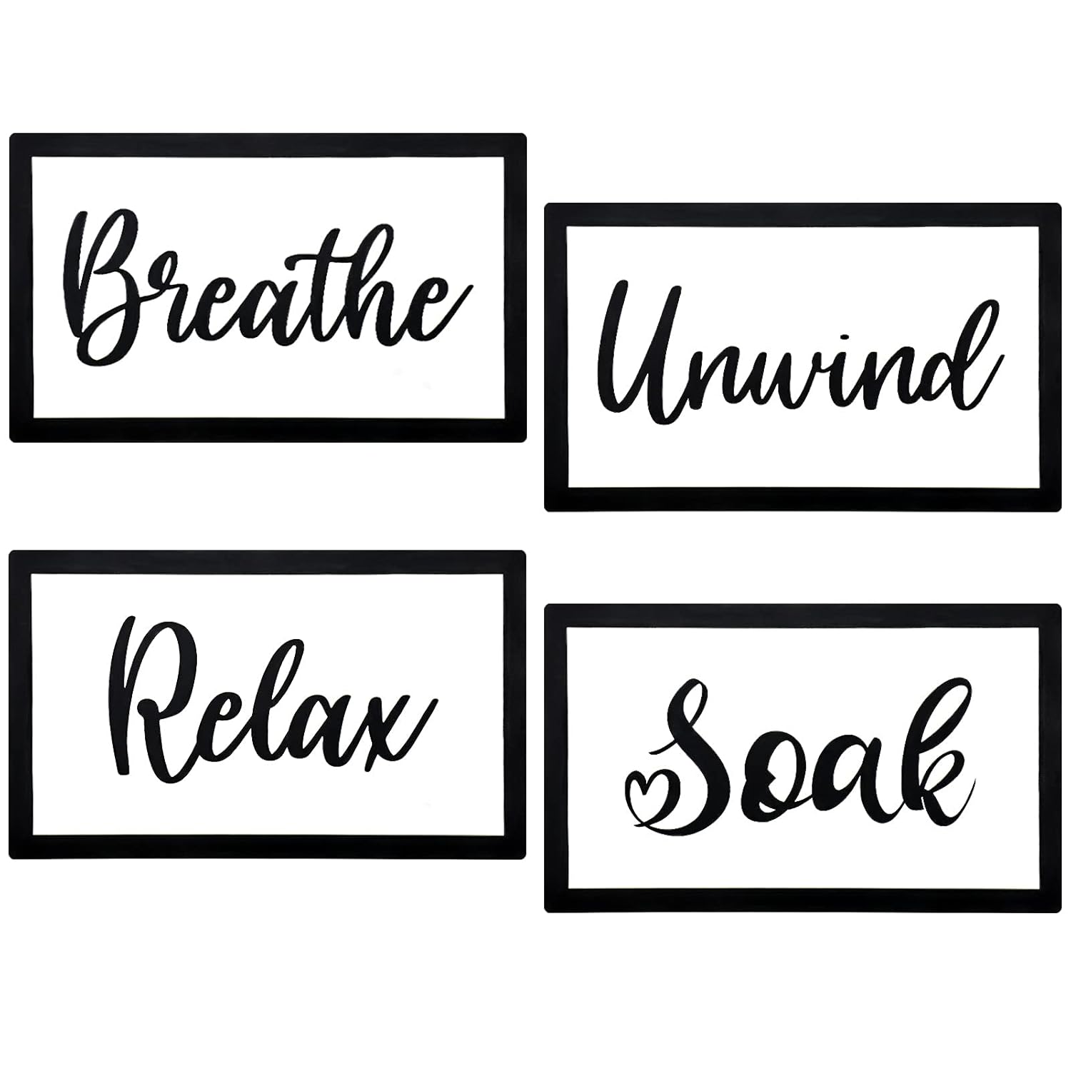 4 Pieces Breathe Relax Soak Unwind Sign Rustic Aluminum Bathroom Wall