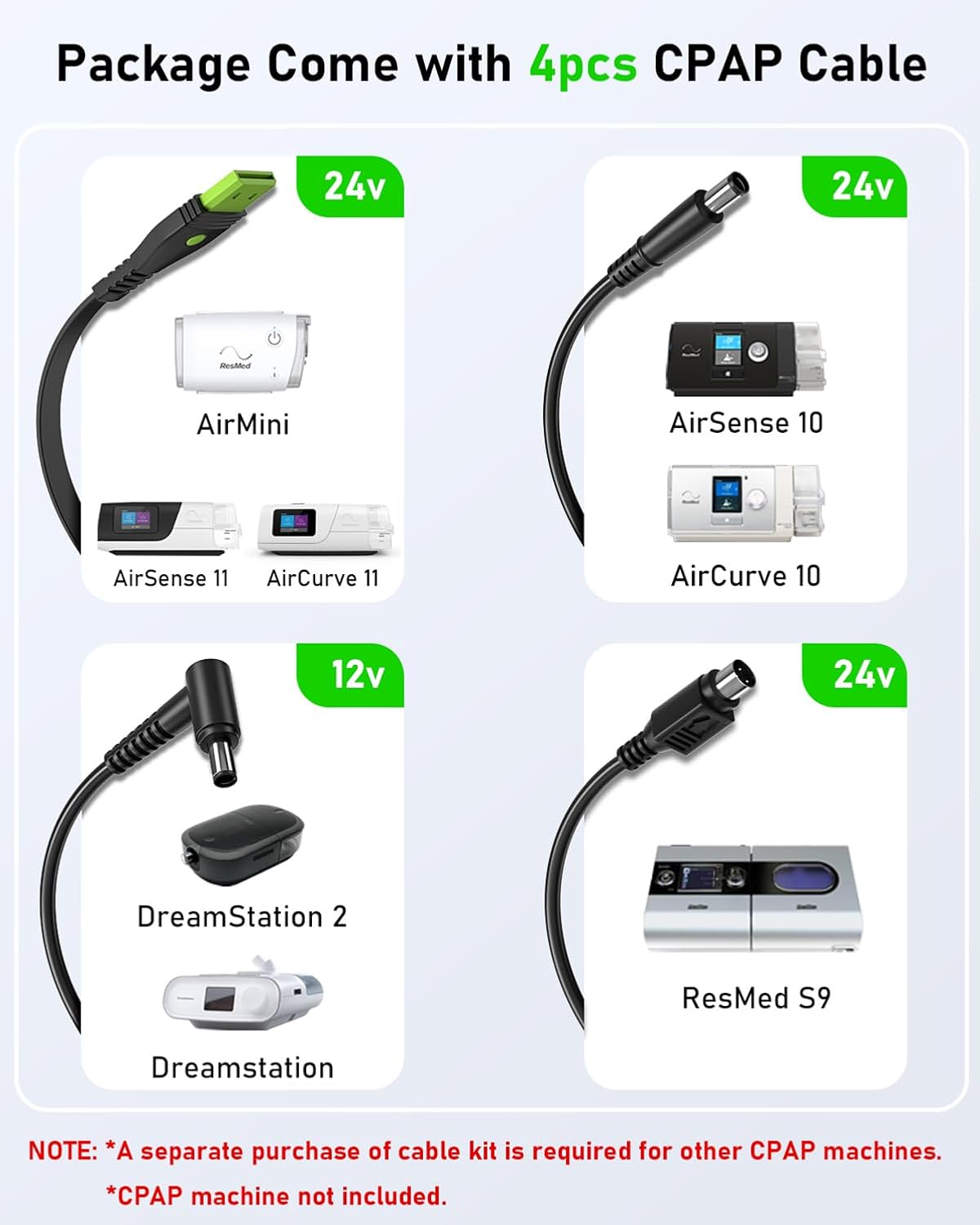 CPAP cable compatibility chart