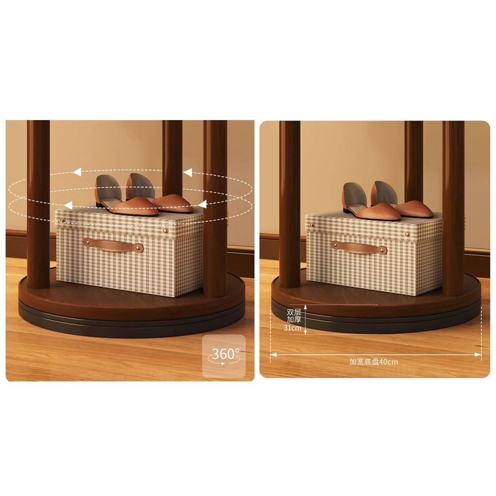 GLigeT Garderobenständer Massivholz Rotierenden Mantel Rack Boden Kleiderbügel Schlafzimmer Haushalt Lagerung Rack Vertikale Kleidung Rack Wohnzimmer Kleidung Rack Jackenständer(Bruin)