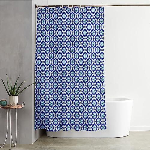 Rideau de douche 300x200 grand format imperméable bleu floral KnSam