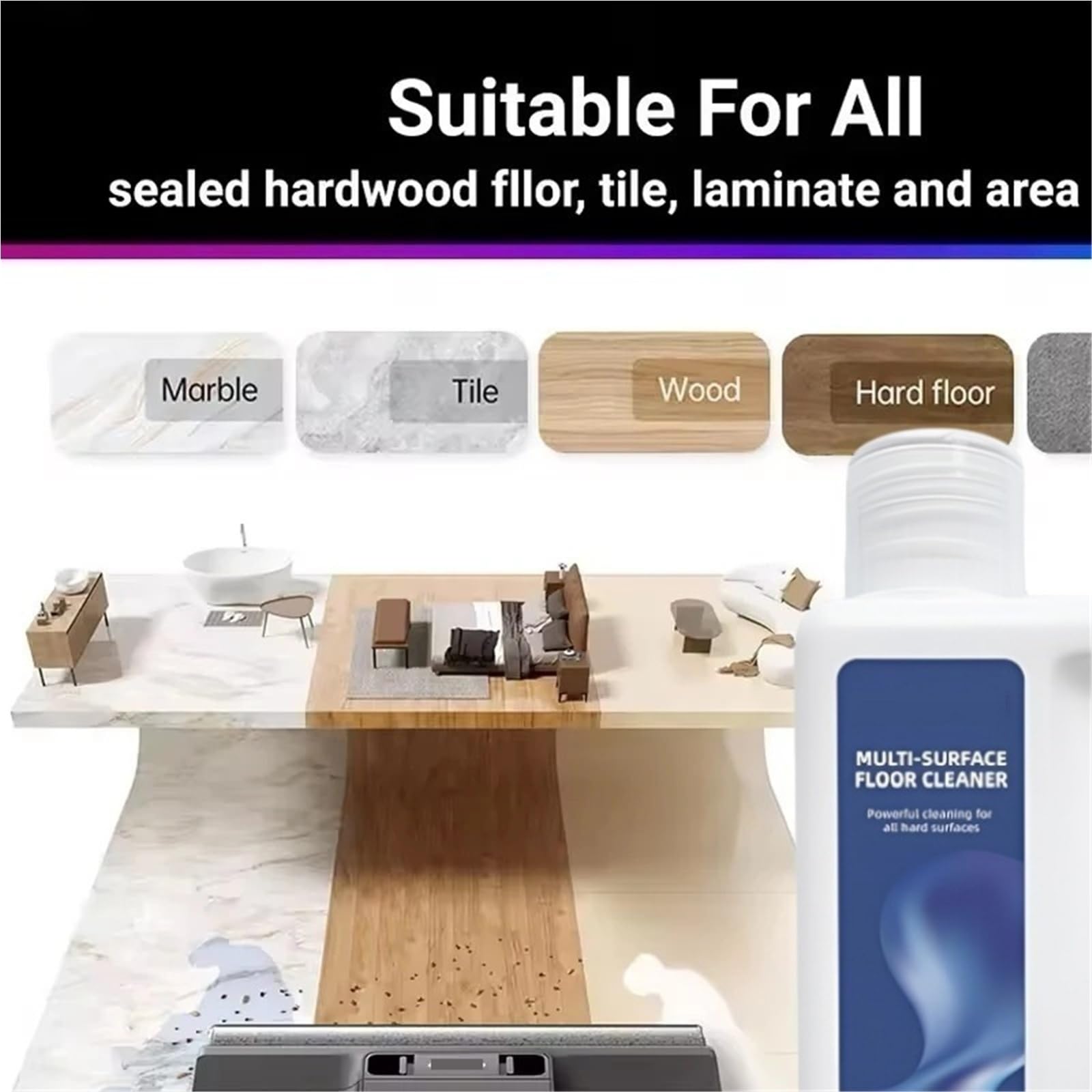 Solución de limpieza especial for suelos multisuperficie, compatible con Dreame H11/H11 Max/H12/M12/H13/H14/W10, detergente adicional