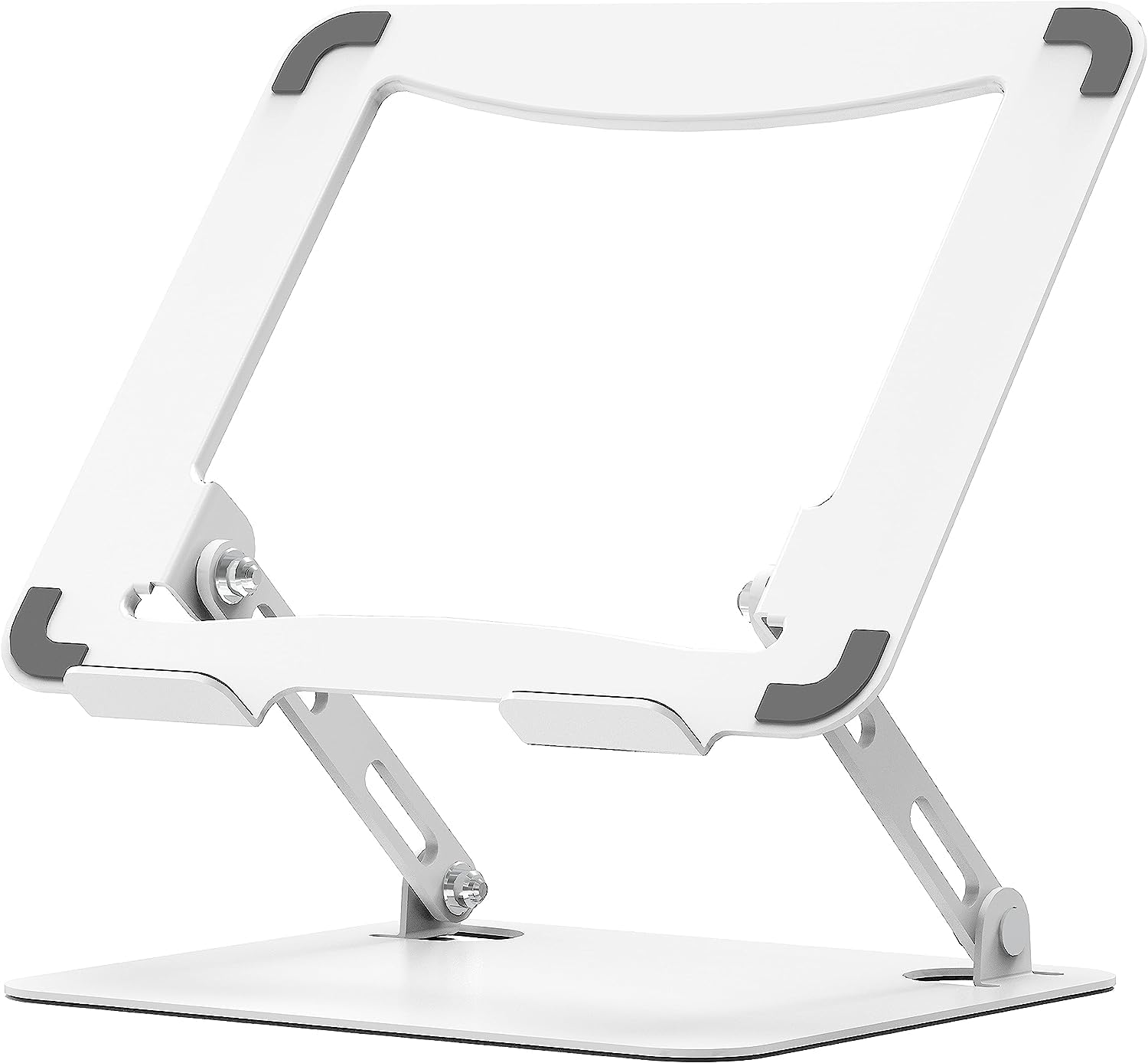 amazon basics Tabletop Laptop Stand, Ergonomic Adjustable & Ventilated Metal Riser Holder for Desk Fits Upto 15.6 Inch Laptops (White)