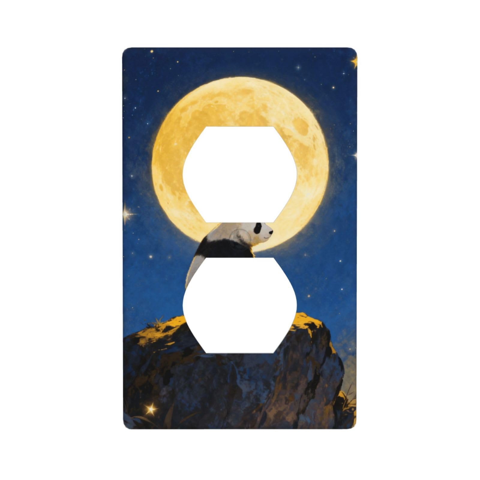 Panda Moon Night Unbreakable Polycarbonate Switch Plate-1 Gang Screwless Wall Plate for Home Office