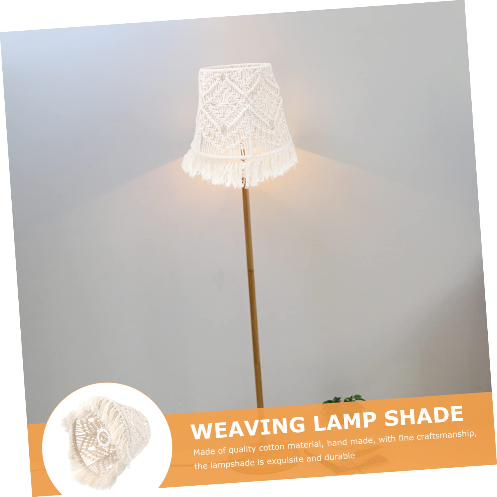 BESTonZON 1kawałek Klosz Lampy z Makramé Stylu Boho Ręcznie Wykonany Abażur Do Lampy Stojącej Elegancka Dekoracja Do Salonu i Sypialni Woven Cotton Rope Shade