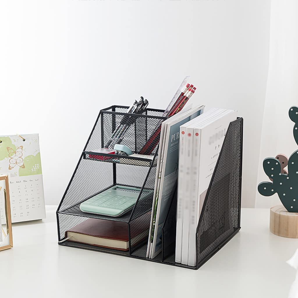 Zeitschriftensammler aus Metallgeflecht, für Papiere und Zeitschriften, stilvoll, 31 x 25,5 x 25,5 cm, Aufbewahrungslösung für Zuhause und Büro, Schwarz