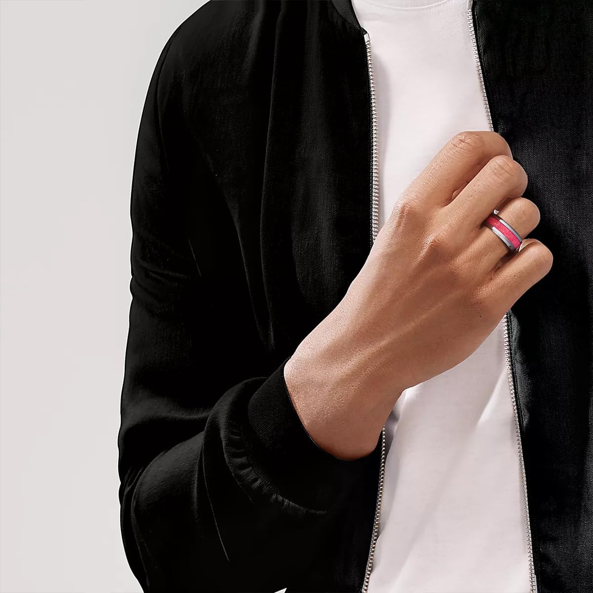 Men's 6MM 8MM Fire Opal Inlaid Wedding Band Suitable For Men And Women Match Daily Outfits Party Accessory Anniversary Promise Rings 5-14.5