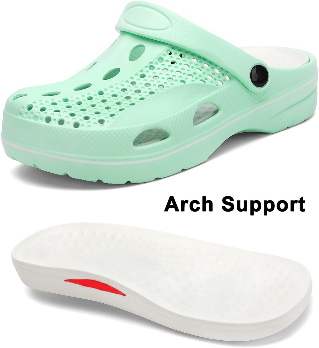 Boys and Girls Arch Support Garden Clogs Shoes Kids Slippers Indoor Outdoor Beach Sandals Removable Cushion Insole 12-12.5 Wide Little Kid Green image 2 of 4 B0C9LLBB7C