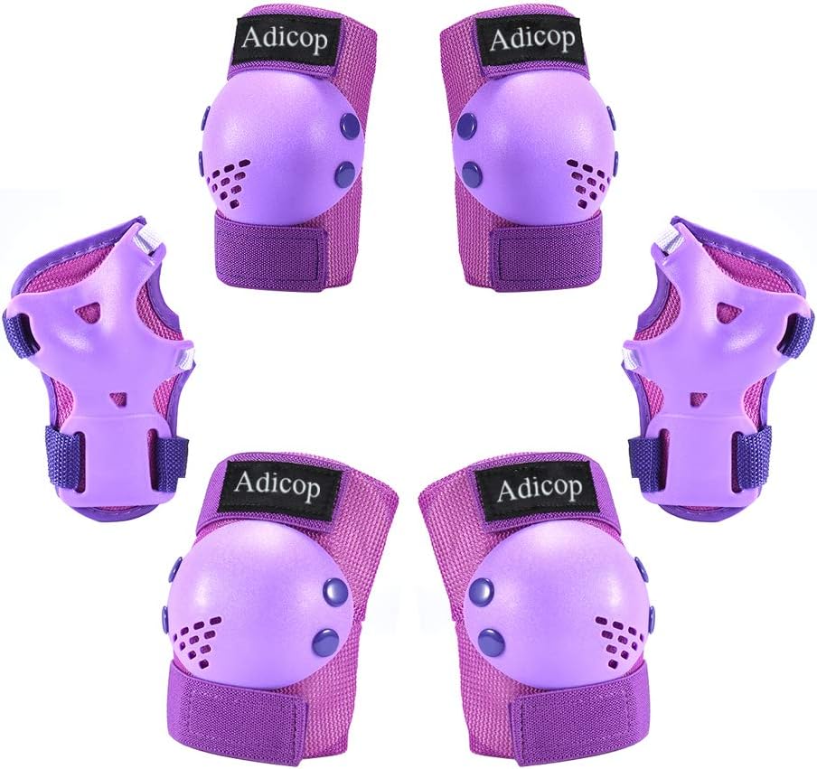 Adicop Knee Pads for Kids Knee and Elbow Pads with Wrist Guards Youth Protective Gear Set for Skateboard Cycling Roller Bike Inline Scooter Skating Skates Pads Toddler Girls Boys Kids 3-8 Years Old