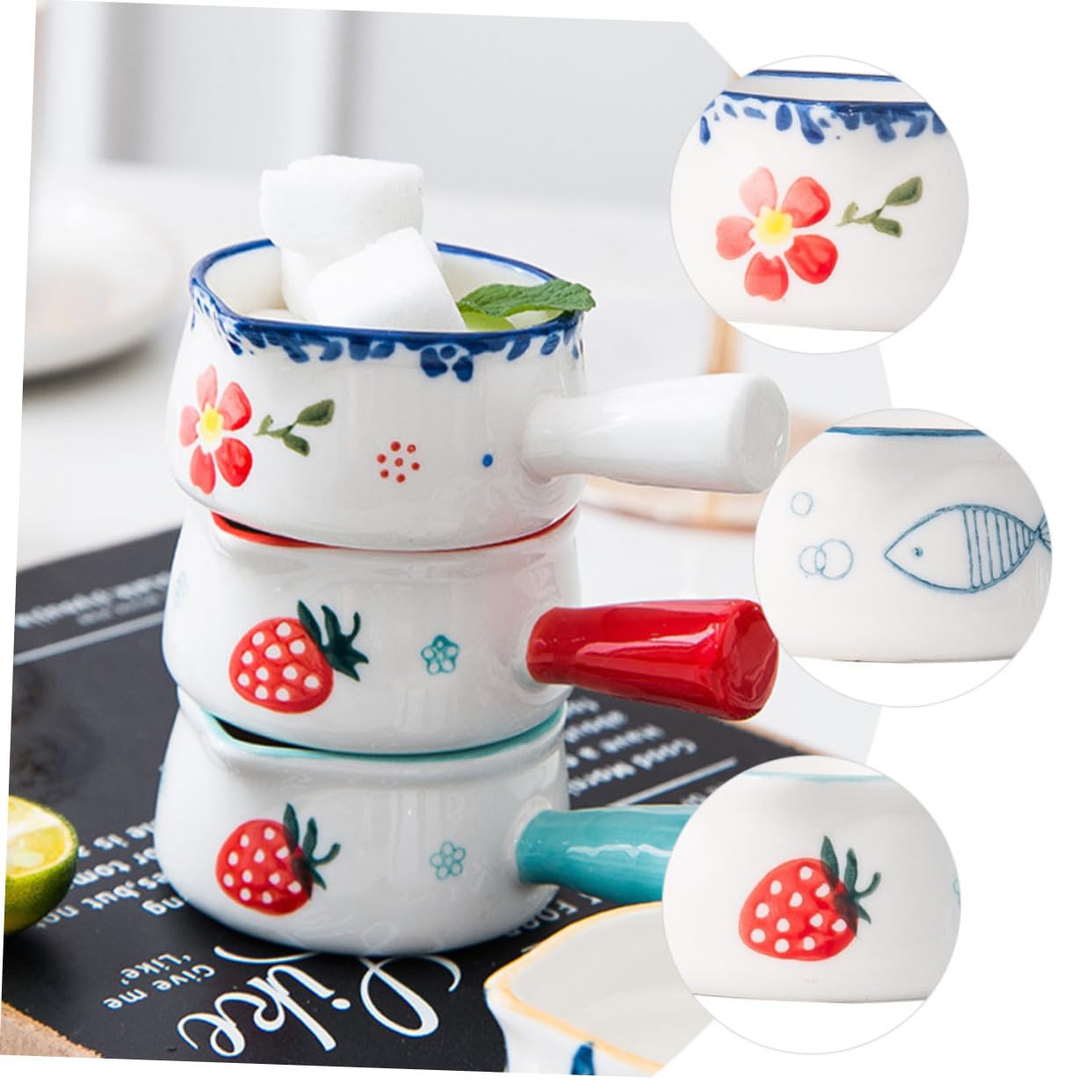 Petit Pichet à Lait en Céramique 50ml, Lot de 6 Pièces