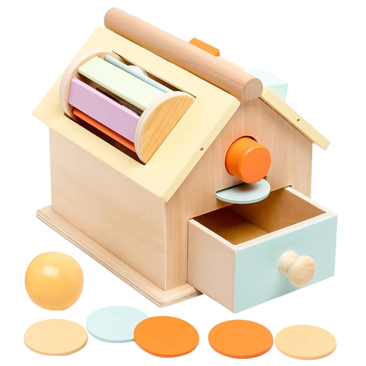 Caja de Juguetes de Madera Montessori para Niños Pequeños Función Multifuncional y Entrenamiento de Habilidades Motoras Finas Adecuado para Educación Temprana